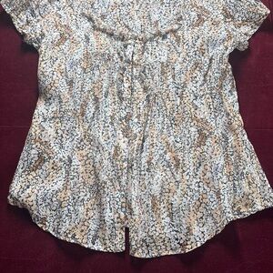Kimchi Blue Abstract Print Blouse - Cream and Brown‎